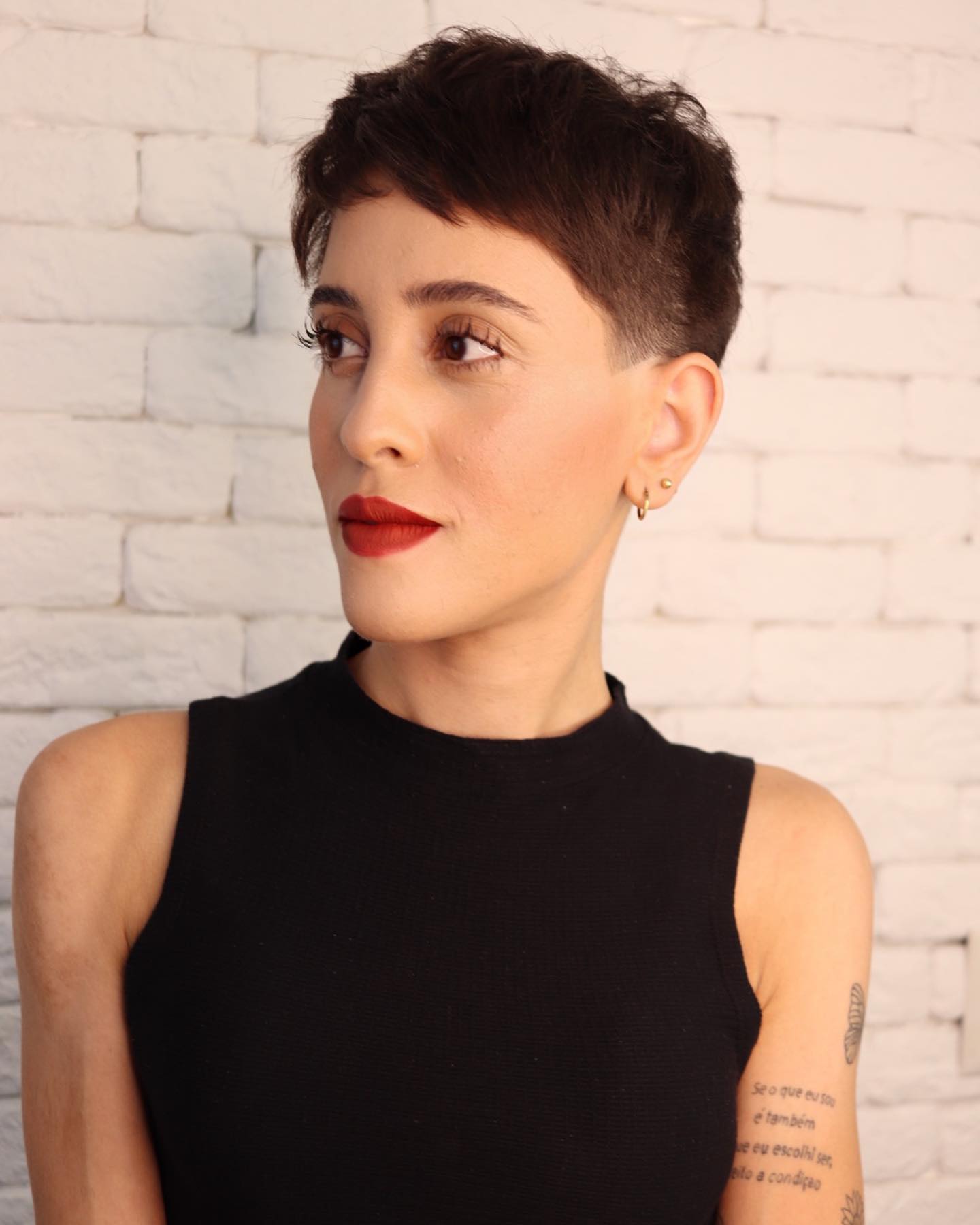 Short Shaved Pixie with Cropped Bangs