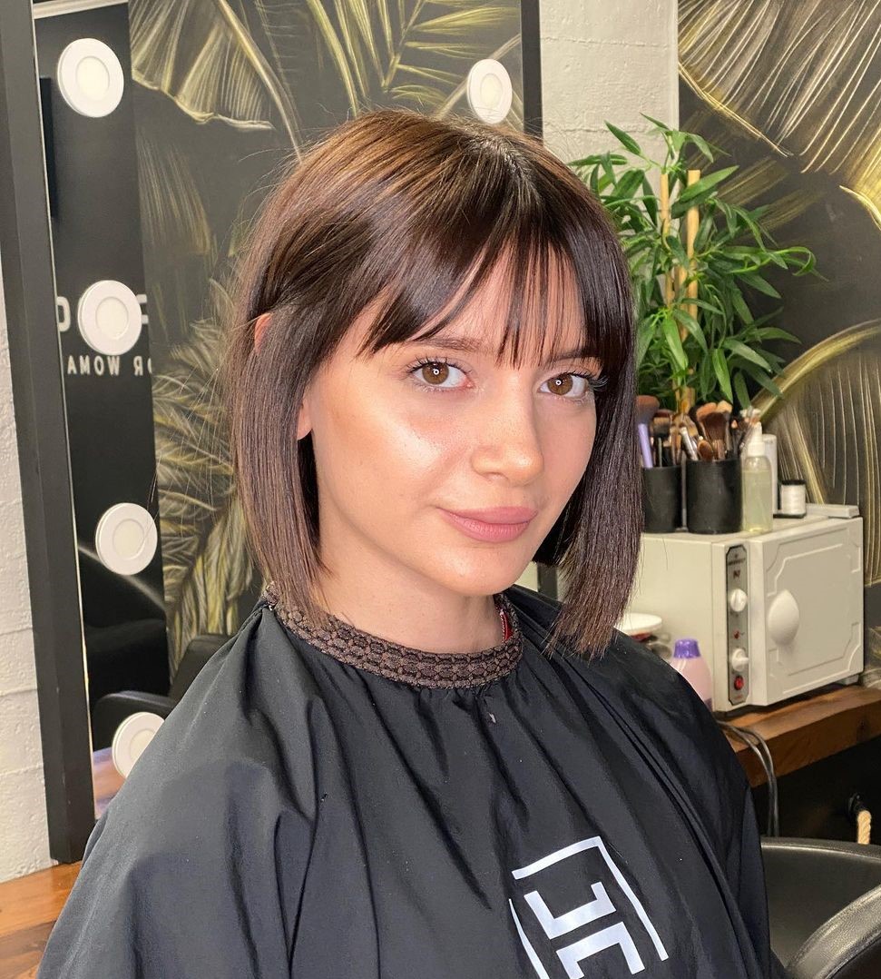 Sleek Straight Polished Brunette Bob