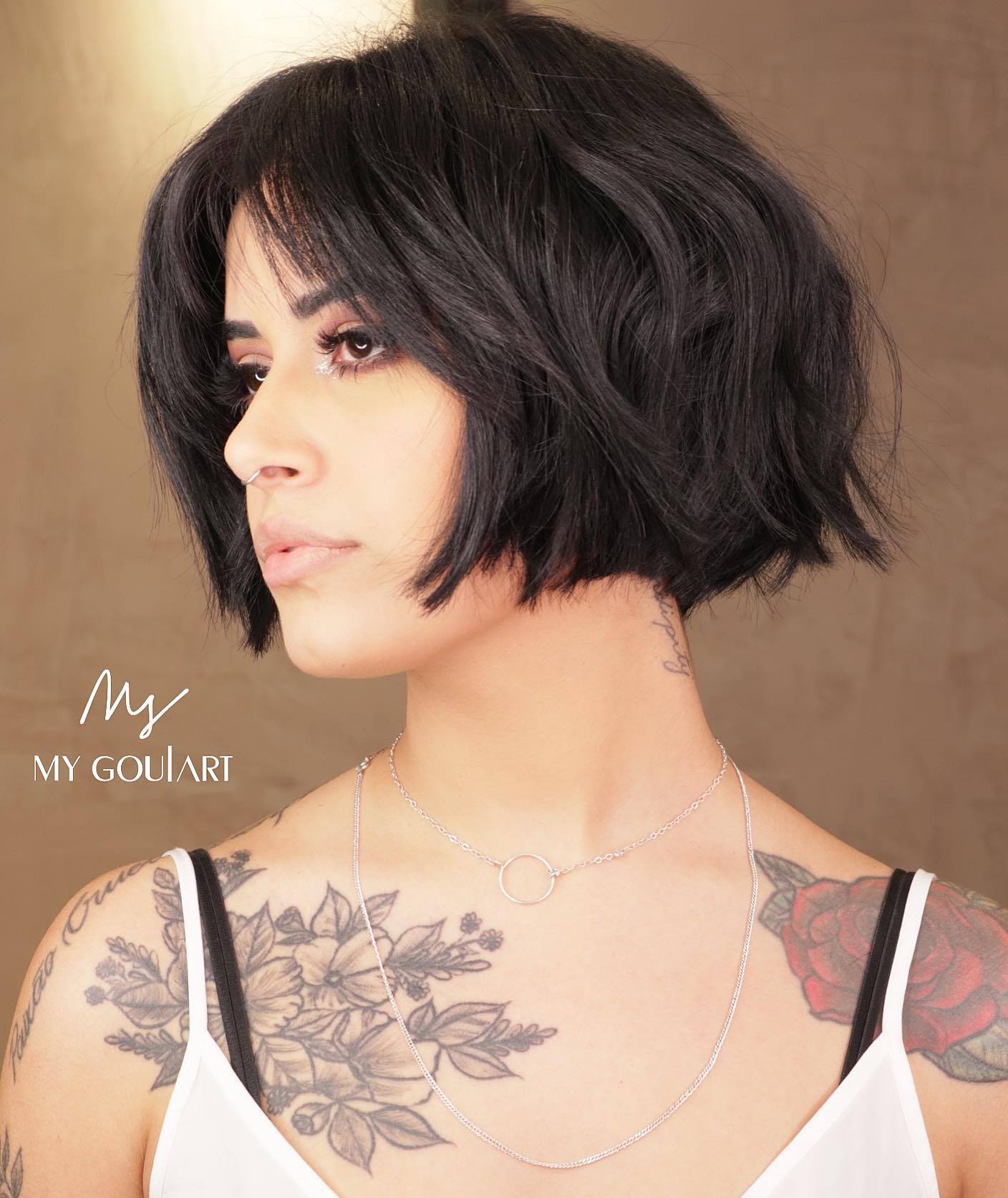 Jaw-Length Choppy Black Bob