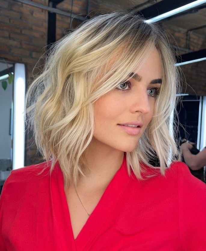 Shattered Medium Blonde Bob for Fine Hair