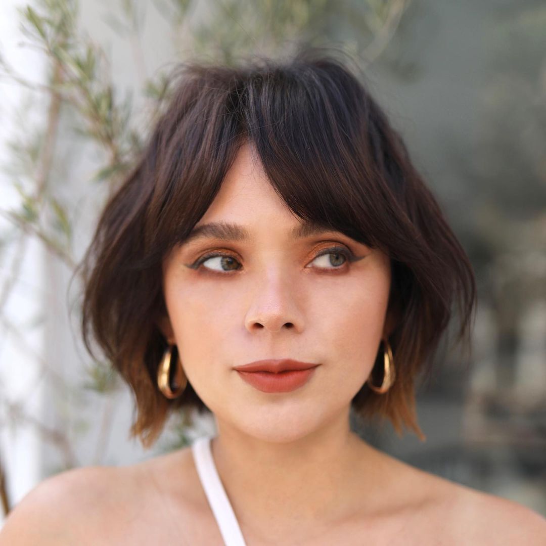 Eyebrow-Length Curtain Bangs for Chin-Length Bob