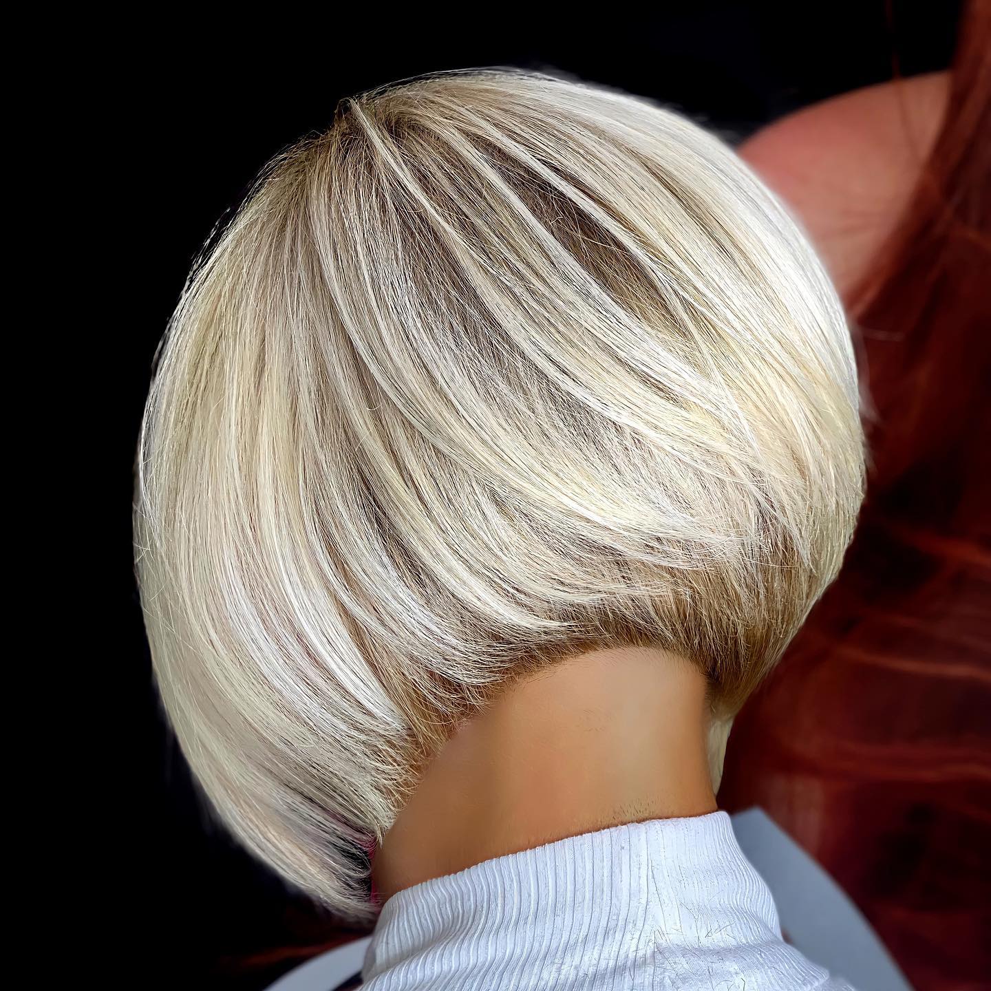 Inverted Concave Bob with White Balayage