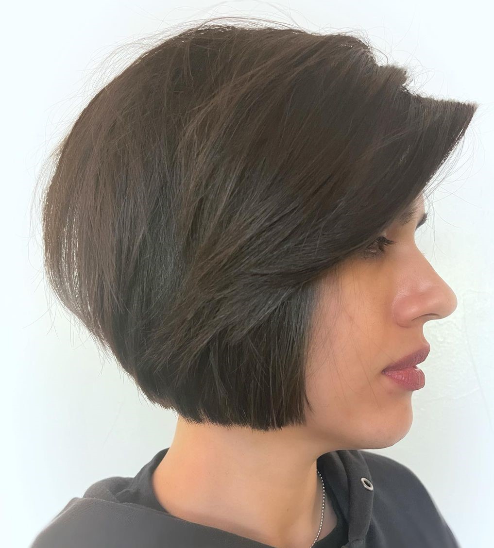 Accurate Inverted Bob with Swoopy Bangs