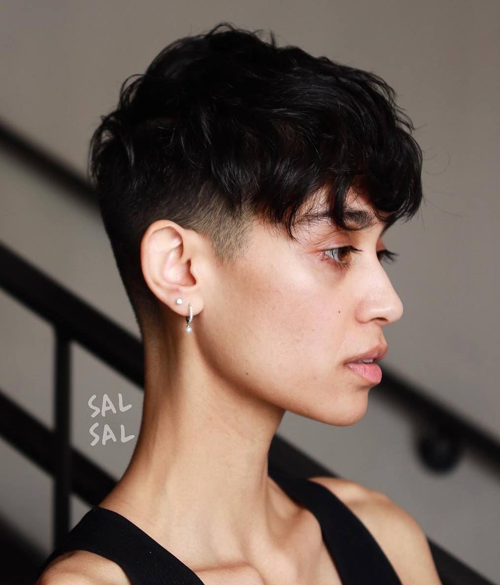 Black Wavy Pixie with Undercut