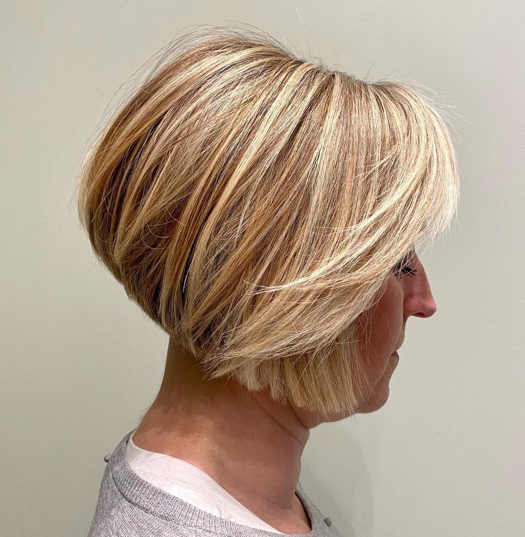 Inverted Chin-Length Caramel Blonde Bob